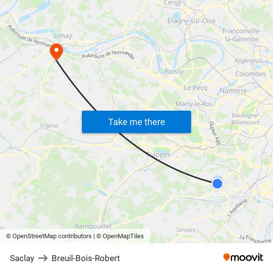 Saclay to Breuil-Bois-Robert map