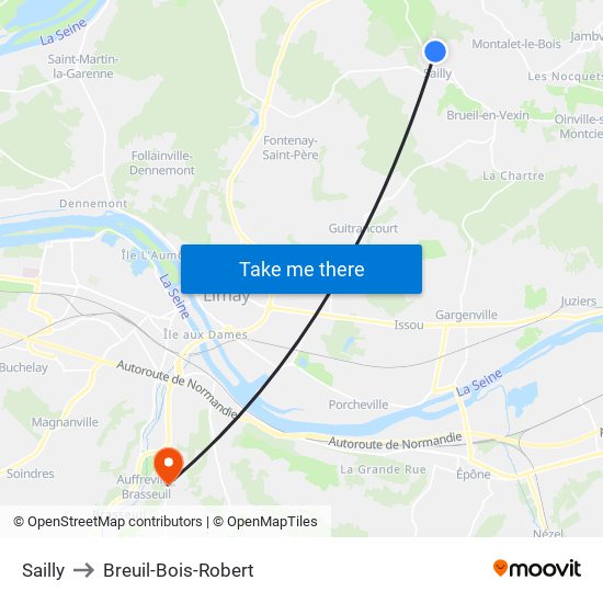 Sailly to Breuil-Bois-Robert map