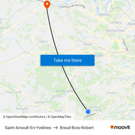 Saint-Arnoult-En-Yvelines to Breuil-Bois-Robert map