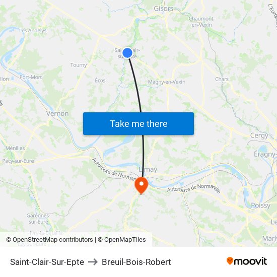 Saint-Clair-Sur-Epte to Breuil-Bois-Robert map