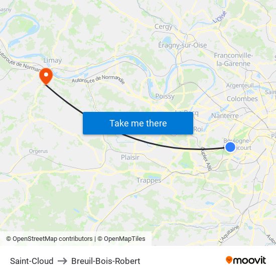 Saint-Cloud to Breuil-Bois-Robert map