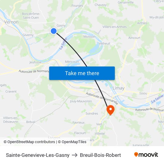 Sainte-Genevieve-Les-Gasny to Breuil-Bois-Robert map