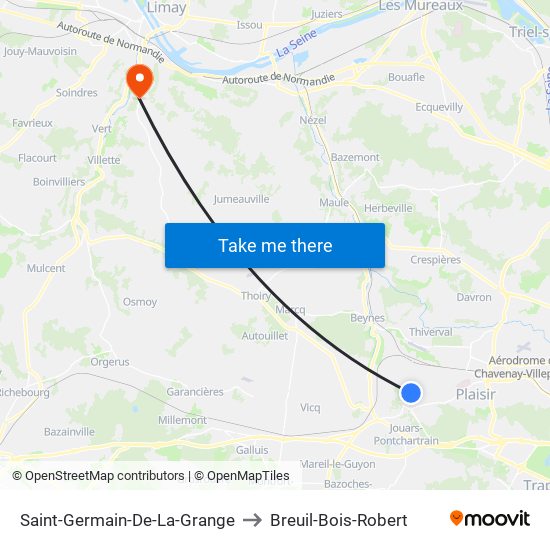 Saint-Germain-De-La-Grange to Breuil-Bois-Robert map