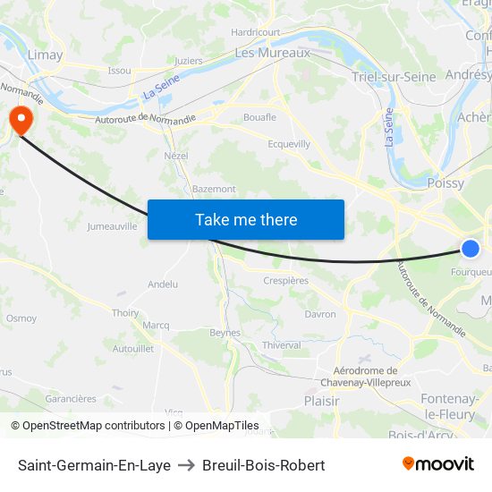 Saint-Germain-En-Laye to Breuil-Bois-Robert map