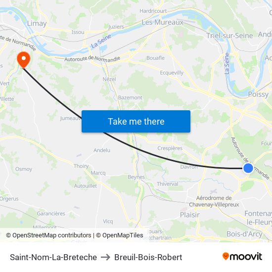 Saint-Nom-La-Breteche to Breuil-Bois-Robert map