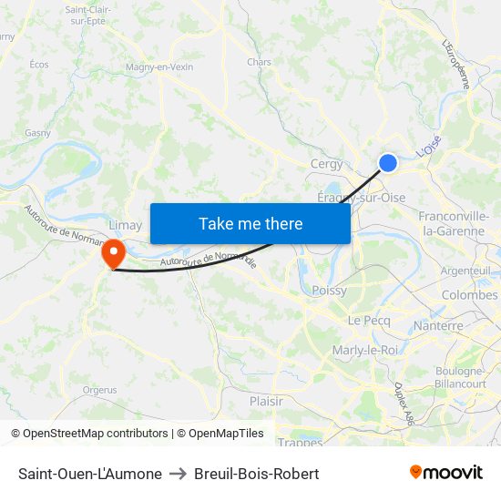 Saint-Ouen-L'Aumone to Breuil-Bois-Robert map