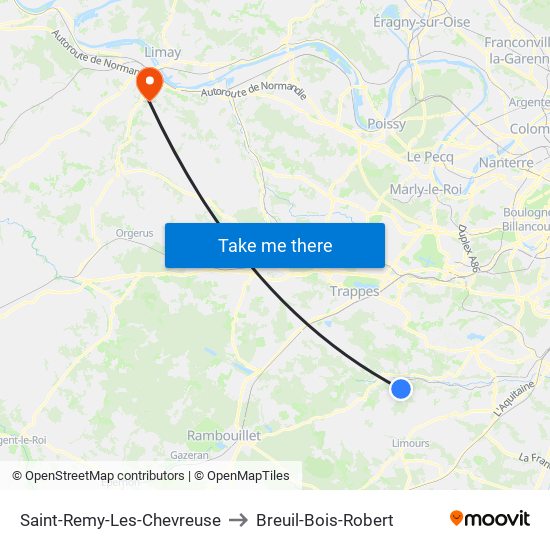 Saint-Remy-Les-Chevreuse to Breuil-Bois-Robert map