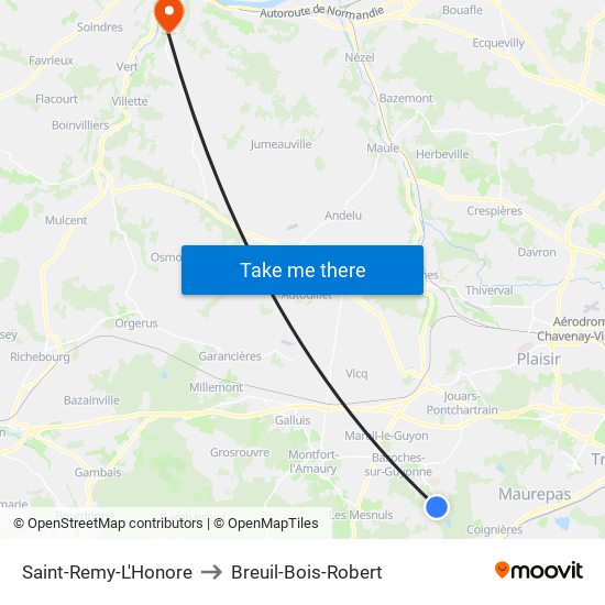 Saint-Remy-L'Honore to Breuil-Bois-Robert map