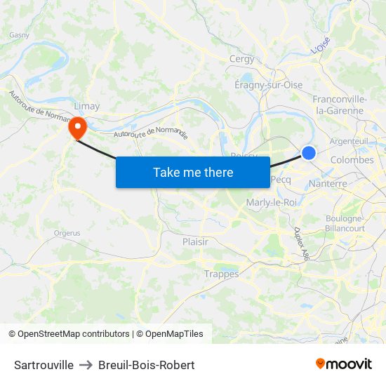 Sartrouville to Breuil-Bois-Robert map