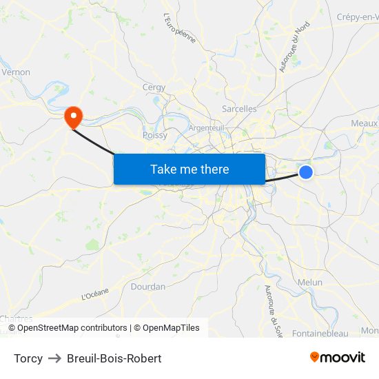 Torcy to Breuil-Bois-Robert map