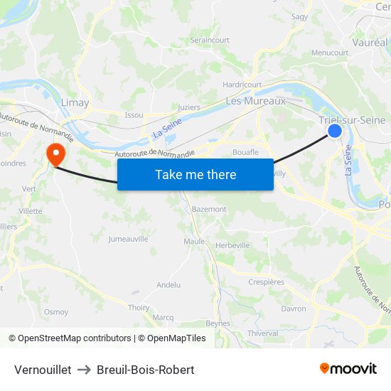 Vernouillet to Breuil-Bois-Robert map
