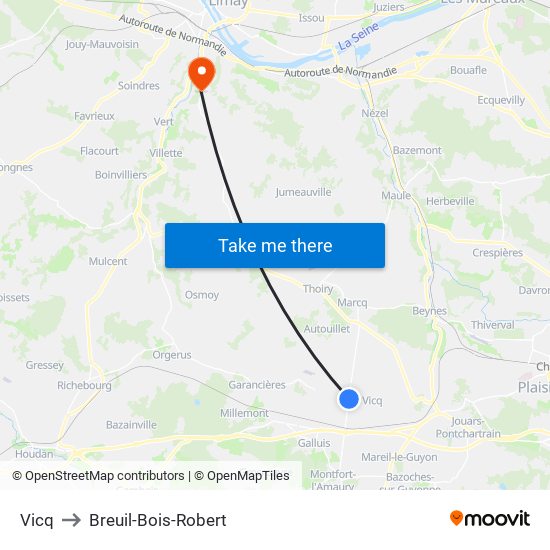 Vicq to Breuil-Bois-Robert map