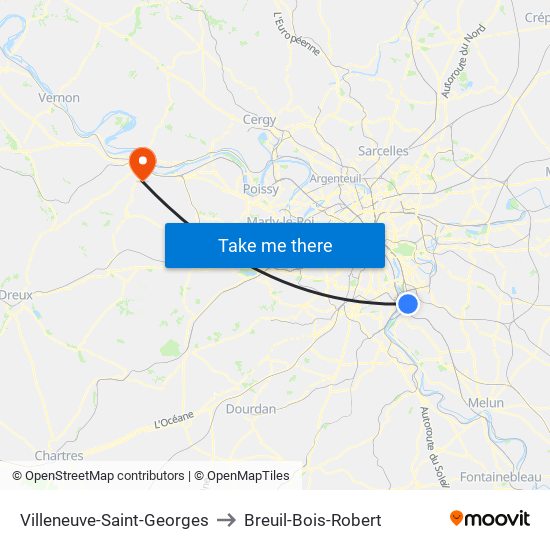 Villeneuve-Saint-Georges to Breuil-Bois-Robert map