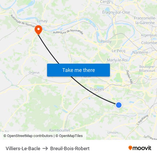 Villiers-Le-Bacle to Breuil-Bois-Robert map
