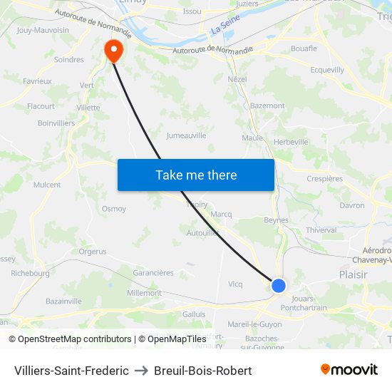 Villiers-Saint-Frederic to Breuil-Bois-Robert map