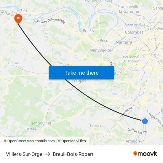 Villiers-Sur-Orge to Breuil-Bois-Robert map