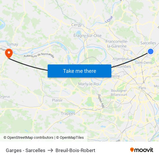 Garges - Sarcelles to Breuil-Bois-Robert map