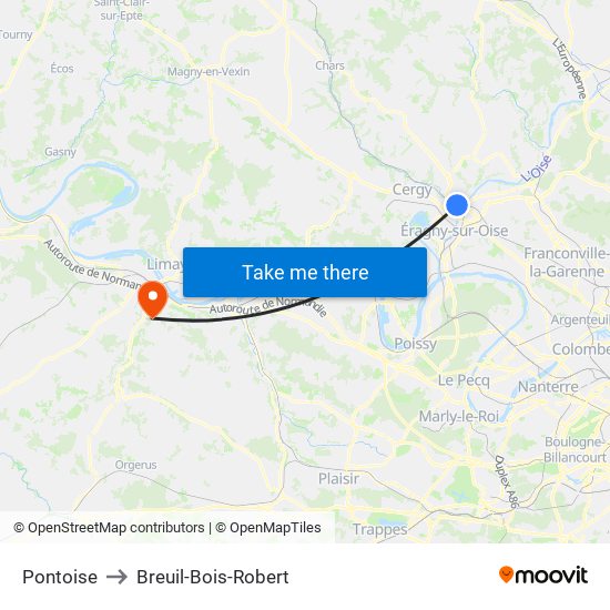 Pontoise to Breuil-Bois-Robert map