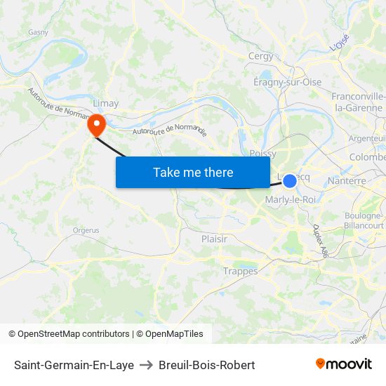 Saint-Germain-En-Laye to Breuil-Bois-Robert map
