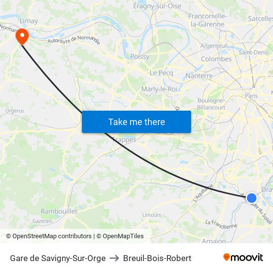 Gare de Savigny-Sur-Orge to Breuil-Bois-Robert map