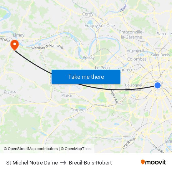 St Michel Notre Dame to Breuil-Bois-Robert map