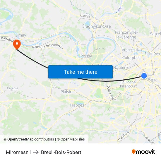 Miromesnil to Breuil-Bois-Robert map