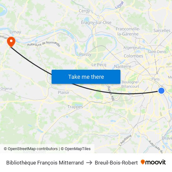 Bibliothèque François Mitterrand to Breuil-Bois-Robert map