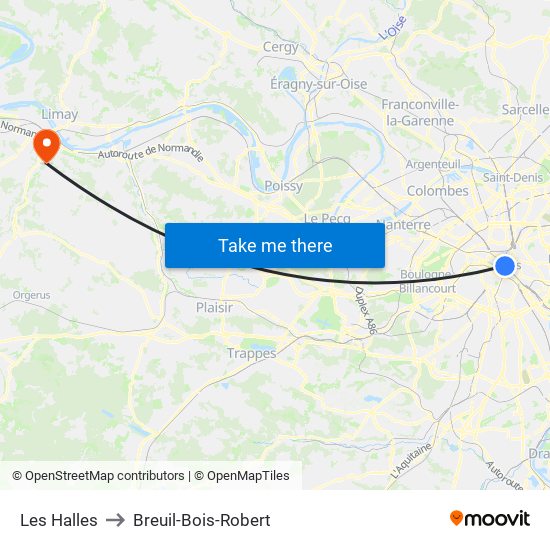 Les Halles to Breuil-Bois-Robert map
