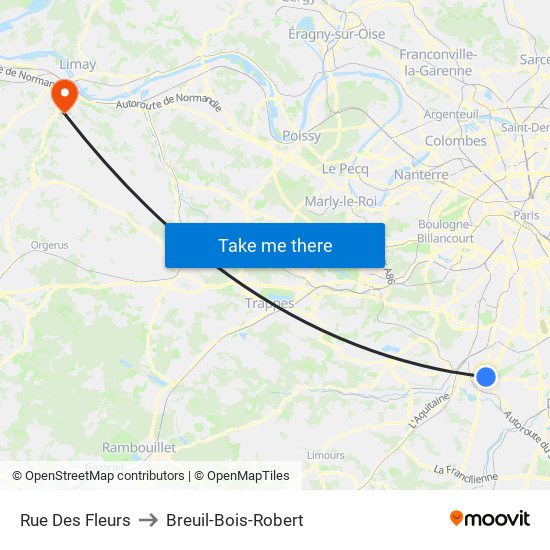 Rue Des Fleurs to Breuil-Bois-Robert map