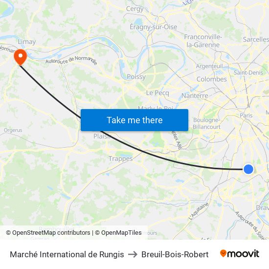 Marché International de Rungis to Breuil-Bois-Robert map