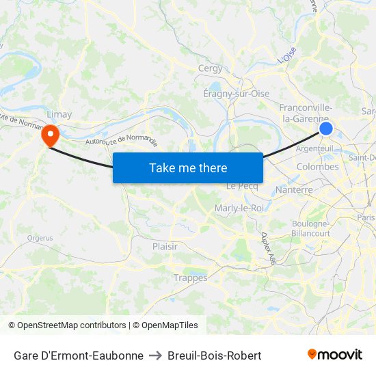 Gare D'Ermont-Eaubonne to Breuil-Bois-Robert map
