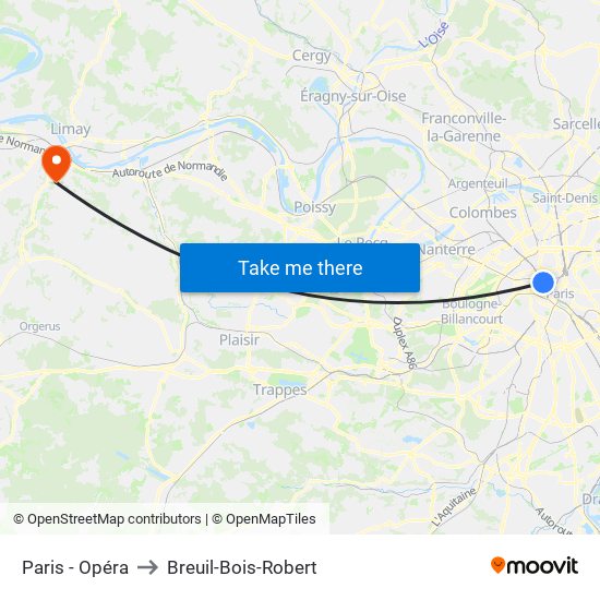 Paris - Opéra to Breuil-Bois-Robert map