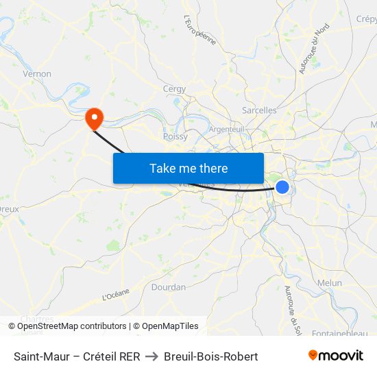 Saint-Maur – Créteil RER to Breuil-Bois-Robert map