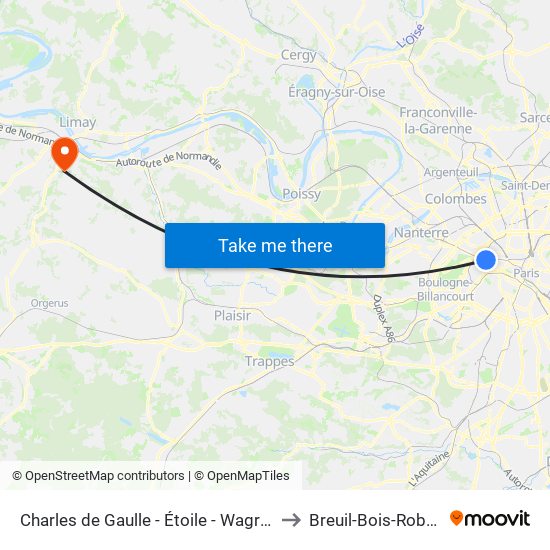 Charles de Gaulle - Étoile - Wagram to Breuil-Bois-Robert map