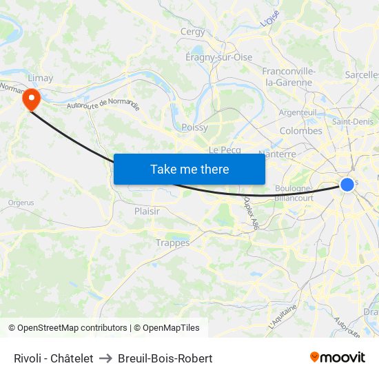 Rivoli - Châtelet to Breuil-Bois-Robert map