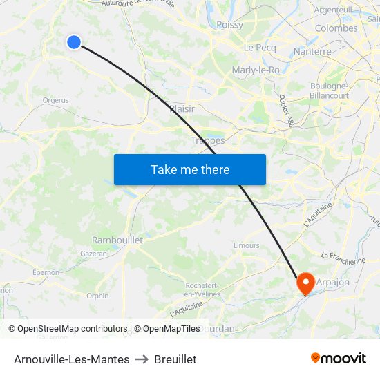 Arnouville-Les-Mantes to Breuillet map