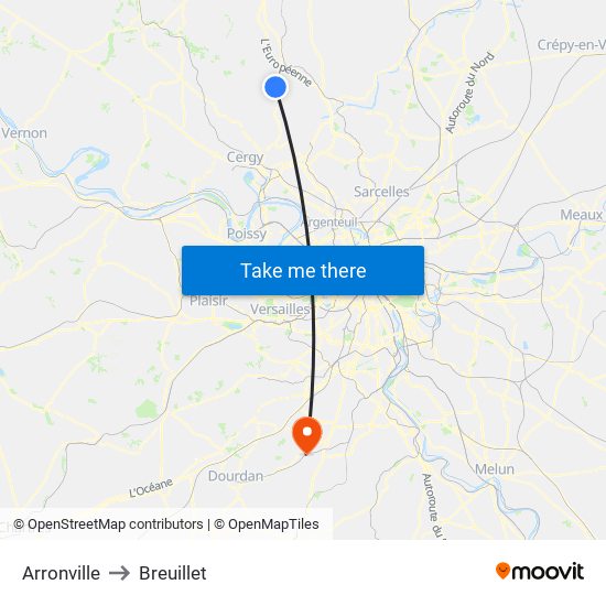 Arronville to Breuillet map
