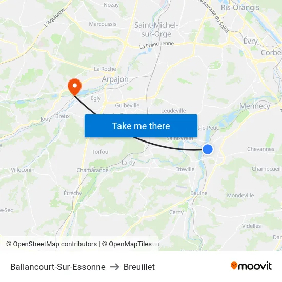 Ballancourt-Sur-Essonne to Breuillet map