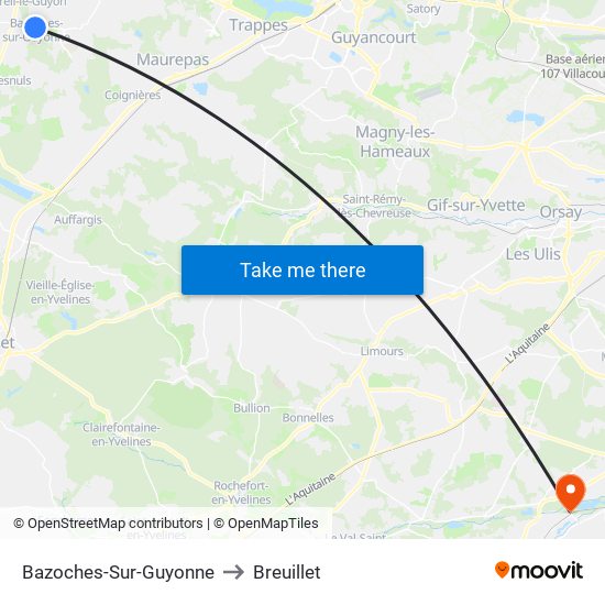 Bazoches-Sur-Guyonne to Breuillet map