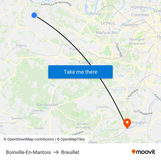 Boinville-En-Mantois to Breuillet map