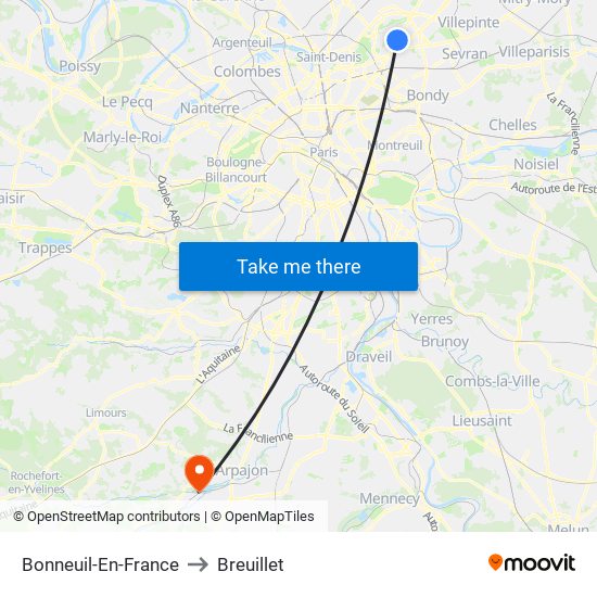 Bonneuil-En-France to Breuillet map