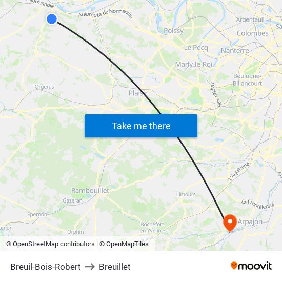 Breuil-Bois-Robert to Breuillet map