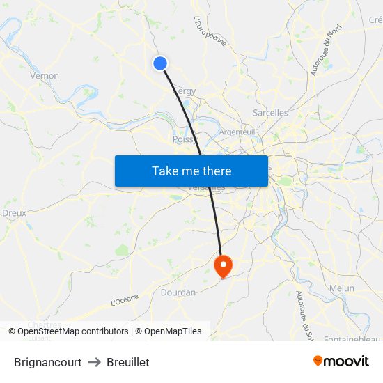 Brignancourt to Breuillet map