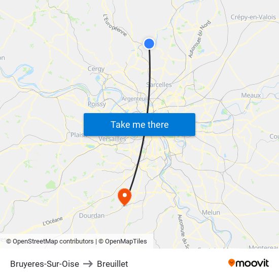 Bruyeres-Sur-Oise to Breuillet map