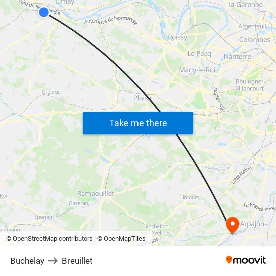 Buchelay to Breuillet map