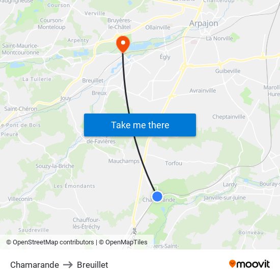 Chamarande to Breuillet map