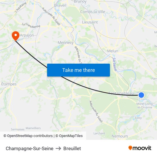 Champagne-Sur-Seine to Breuillet map
