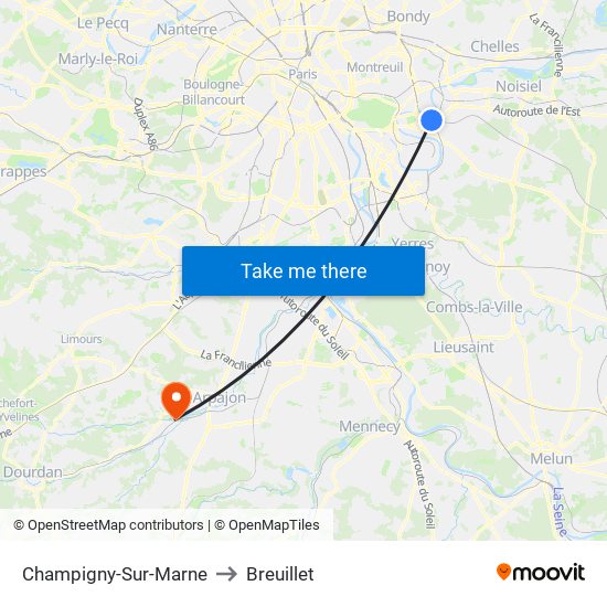 Champigny-Sur-Marne to Breuillet map