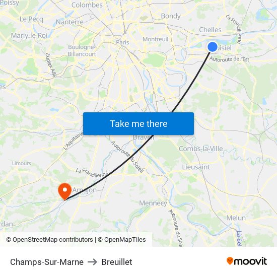 Champs-Sur-Marne to Breuillet map