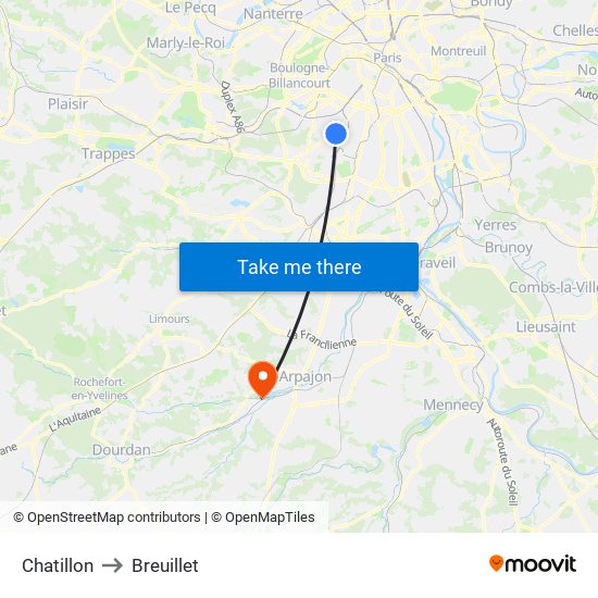 Chatillon to Breuillet map